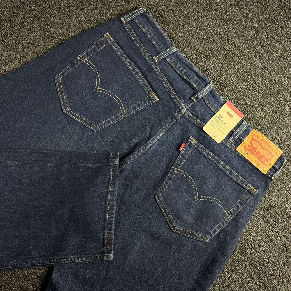 Levi's 505 Jeans Men's Size 38x30 Dark Wash Straight Fit Pants Denim Classic